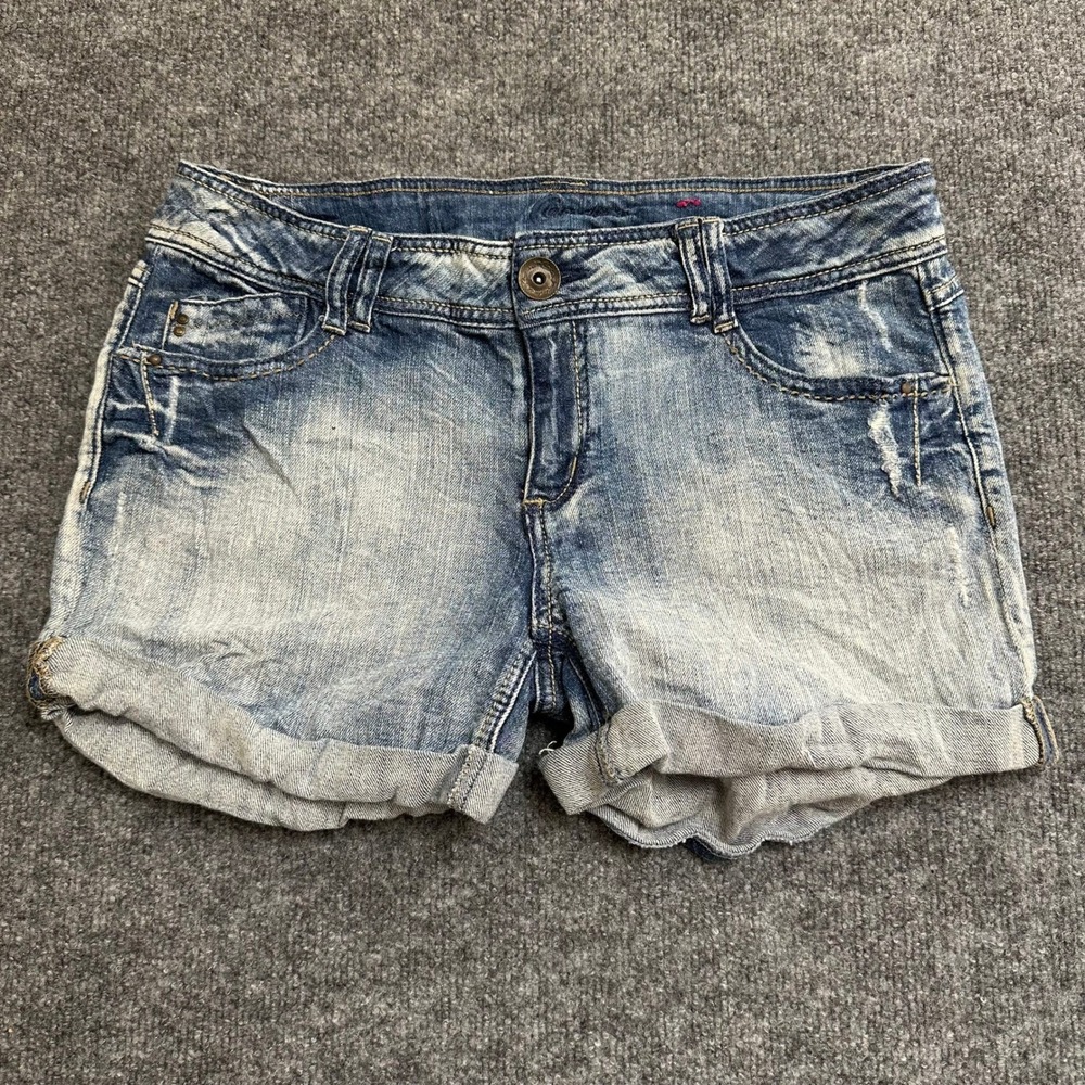 Candie's Denim Shorts Womens Size 11 Distressed Cuffed Low Rise Casual Summer